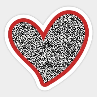 Red Large Cheetah Print Heart Valentines Day Sticker